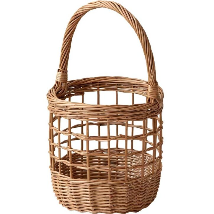 Panier en rotin circulaire avec anse naturel et bohème CARL