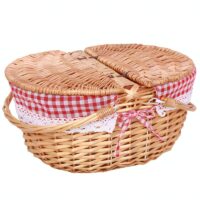 Panier en rotin double poignée pour pique-nique bohème champêtre CAMPANA