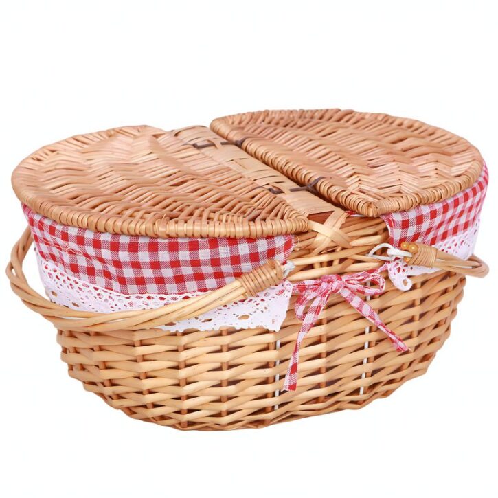 Panier en rotin double poignée pour pique-nique bohème champêtre CAMPANA