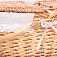 Panier en rotin double poignée pour pique-nique bohème champêtre CAMPANA