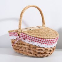 Panier en rotin simple poignée pour pique-nique bohème champêtre CAMPANA