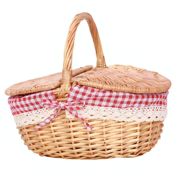 Panier en rotin simple poignée pour pique-nique bohème champêtre CAMPANA