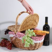 Panier en rotin simple poignée pour pique-nique bohème champêtre CAMPANA