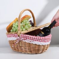 Panier en rotin simple poignée pour pique-nique bohème champêtre CAMPANA