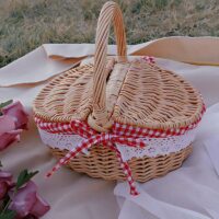 Panier en rotin simple poignée pour pique-nique bohème champêtre CAMPANA