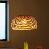 Plafonnier en rotin suspendu boule bohème naturelle KAMEN