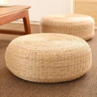 Pouf en rotin rond avec bords arrondis 30 cm d'épaisseur ANAE