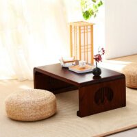 Pouf en rotin rond avec bords arrondis 30 cm d'épaisseur ANAE