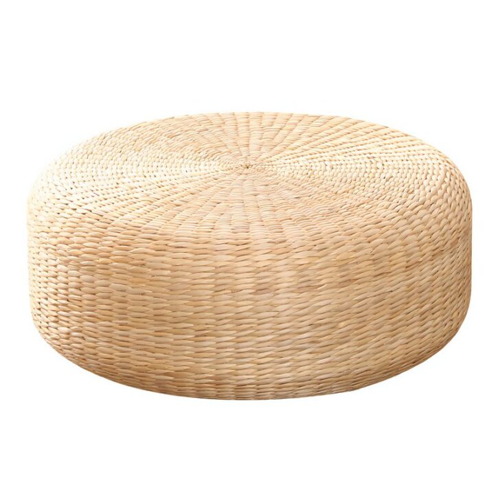 Pouf en rotin rond avec bords arrondis 30 cm d'épaisseur ANAE