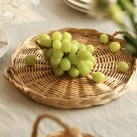 Set de table en rotin double usage plateau avec poignées MINCA