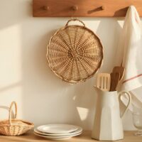 Set de table en rotin double usage plateau avec poignées MINCA