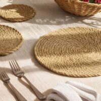 Set de table en rotin effet tissé style nordique naturel ABI