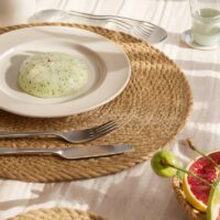 Set de table en rotin effet tissé style nordique naturel ABI