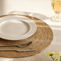 Set de table en rotin effet tissé style nordique naturel ABI