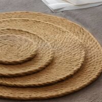 Set de table en rotin effet tissé style nordique naturel ABI