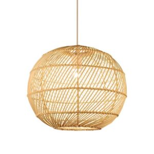 Suspension en rotin et bambou boule naturel style japonais CHECHE