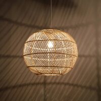Suspension en rotin et bambou boule naturel style japonais CHECHE