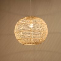 Suspension en rotin et bambou boule naturel style japonais CHECHE