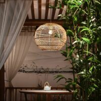 Suspension en rotin et bambou boule naturel style japonais CHECHE