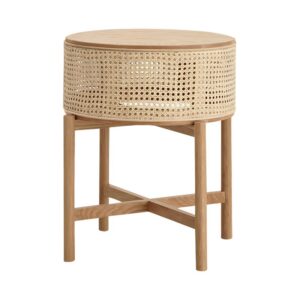 Table basse en rotin et bois brut avec compartiment de rangement discret JULIE