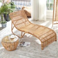 Table basse en rotin fraise pour jardin et salon d’été LIAM