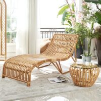 Table basse en rotin fraise pour jardin et salon d’été LIAM