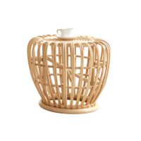 Table basse en rotin fraise pour jardin et salon d’été LIAM