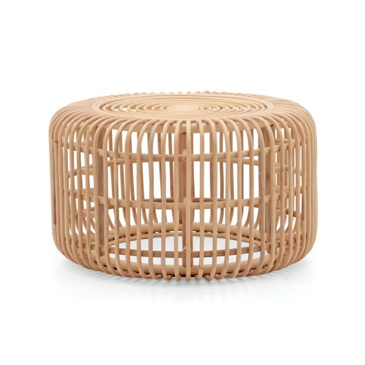 Table basse en rotin indonésien et bambou ronde naturelle chic MANUQ