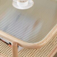 Table basse en rotin rectangulaire style nordique double plateau MARCEL