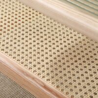 Table basse en rotin rectangulaire style nordique double plateau MARCEL