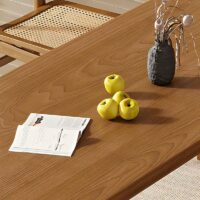 Table en rotin tressé et bois naturel pour salle à manger ALICE