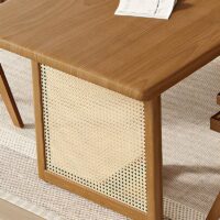 Table en rotin tressé et bois naturel pour salle à manger ALICE