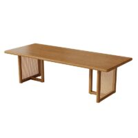 Table en rotin tressé et bois naturel pour salle à manger ALICE