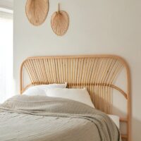 Tête de lit en rotin rectangle design couronne royale QUEEN