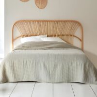 Tête de lit en rotin rectangle design couronne royale QUEEN