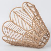 Abat jour en rotin aspect corde de paille beige forme fleur XASA