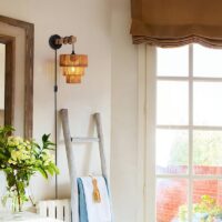 Applique murale en rotin et corde de chanvre style shabby chic industriel MOCALS