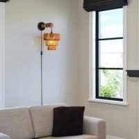 Applique murale en rotin et corde de chanvre style shabby chic industriel MOCALS