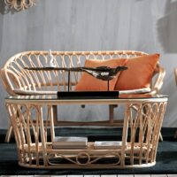 Canapé en rotin minimaliste parfait pour intérieur et extérieur 2 places DUBLIS