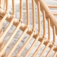 Chaise en rotin et bois artisanal fleur style ethnique inca FLOS