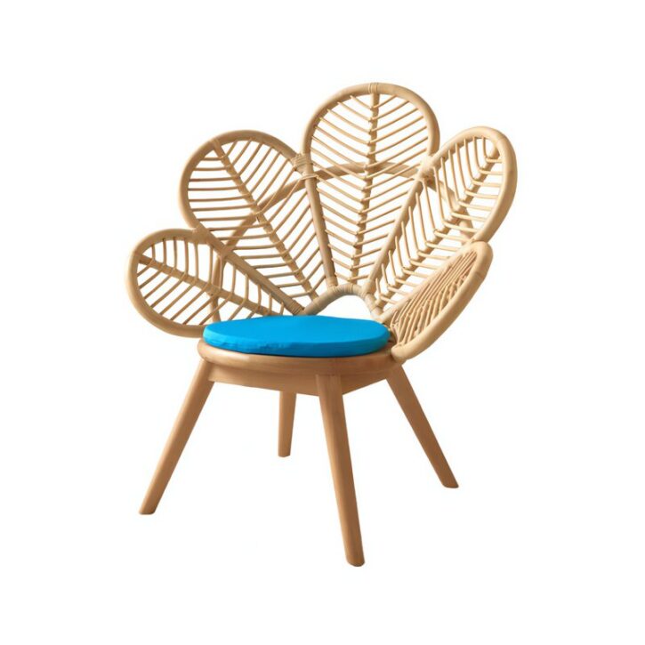 Chaise en rotin et bois artisanal fleur style ethnique inca FLOS