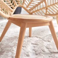 Chaise en rotin et bois artisanal fleur style ethnique inca FLOS