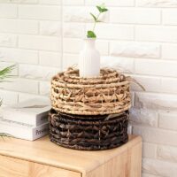 Décoration en rotin trois paniers suspendus shabby chic