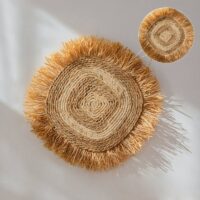 Décoration murale en rotin et paille bicolore effet naturel et shabby chic FOALE