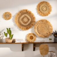 Décoration murale en rotin et paille cercle simple effet naturel et shabby chic FOALE