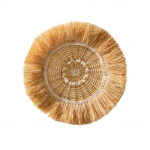 Décoration murale en rotin et paille tressé effet naturel et shabby chic FOALE