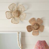 Décoration murale en rotin fleur tressé pleine MELINDA