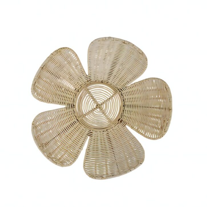 Décoration murale en rotin fleur tressé pleine MELINDA