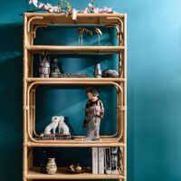 Étagère en rotin de rangements à plusieurs compartiments style feuillage NIAM