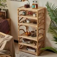 Étagère en rotin de rangements à plusieurs compartiments style feuillage NIAM